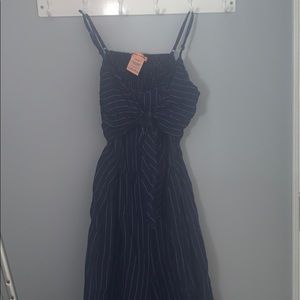 navy blue and white striped jumpsuit